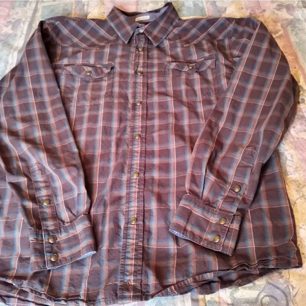 Cody James Men's Regular Fit Plaid Western Pearl Snap Long Sleeve Shirt Size L.